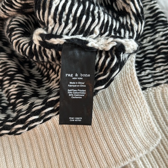 rag & bone Black and Cream Textured Crew Sweater - Picture 6 of 6